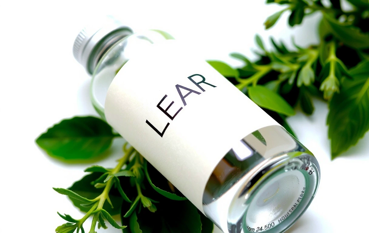 Szczegół etykiety na szklanej butelce